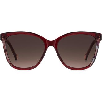 Carolina Herrera 56mm Gradient Butterfly Sunglasses in Burgundy/Brown at Nordstrom