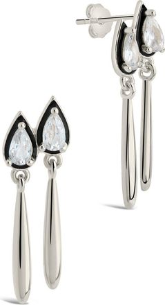 Sterling Forever Nyx CZ & Enamel Dangle Earrings