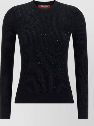 Max Mara silk wool ribbed crew neck long sleeve sweater