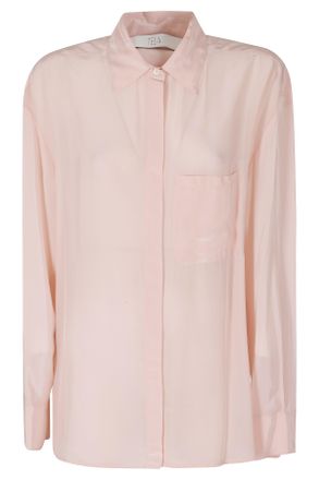 Tela Pink Silk-Viscose Flowing Long-Sleeved Shirt