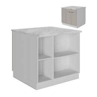 Vicco Isla De Cocina Fame-line, Grisbeige, 90 Cm Con Caj&oacute;n, Sin Encimera, Vicco