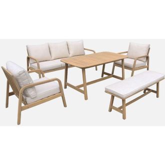 Sweeek Set di mobili da giardino a 7 posti in legno di acacia