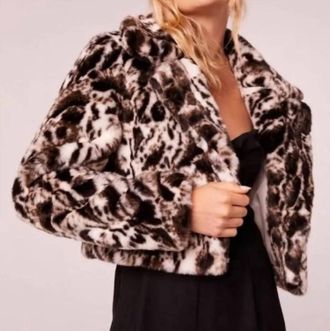 Band Of Gypsies Crop Faux Fur Sweater In Ivory Black
