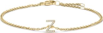 House of Brilliance 10K Gold Diamond Accent A-Z Initial Charm and Link Bracelet in Yellow | Z at Nordstrom