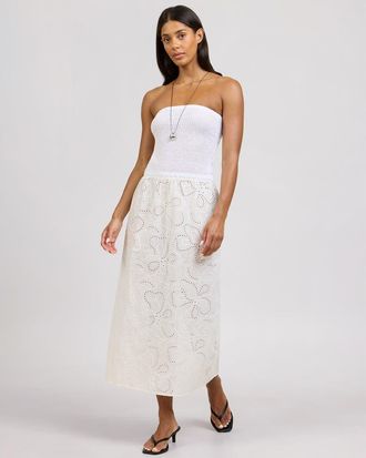 Onia Crochet Knit Mix Media Dress in White at Nordstrom, Size X-Small