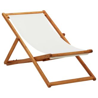 vidaXL Silla De Playa Plegable Madera Maciza De Eucalipto Y Tela Crema Vidaxl
