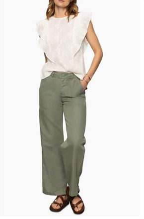 Sanctuary Smitten Shell Ruffle Sleeve Embroidered Top In Chalk