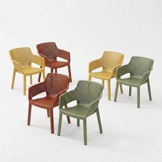 Keter Set 6 Sedie Con Braccioli Indoor Outdoor Elisa Chair - Multicolore
