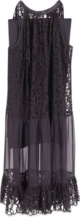 Temperley London Lily Halterneck Lace Dress with Slip in Black Silk
