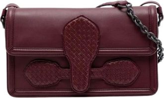 Bottega Veneta Pre-owned Cross Body Bags, female, Red, Size: ONE SIZE Pre-owned Woven Nappa Shoulder Bag