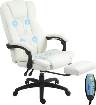 OEM Silla De Masaje Reclinable Con Altura Ajustable Reposapi&eacute;s Retr&aacute;ctil Y Control Remoto 68,5x68,5x113-121 Cm Crema