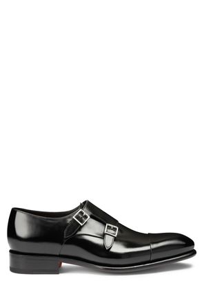 Santoni Double-Buckle Goodyear Hand-Antiqued Shoes