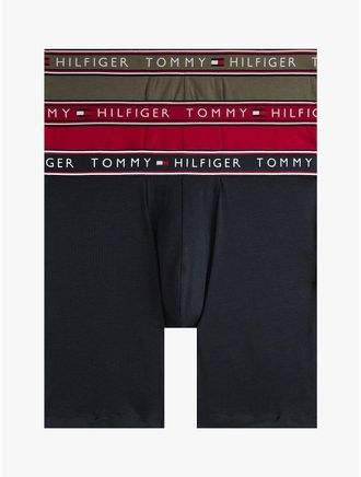 Tommy Hilfiger Mens Cotton Stretch Boxer Brief 3-Pack - Red - S
