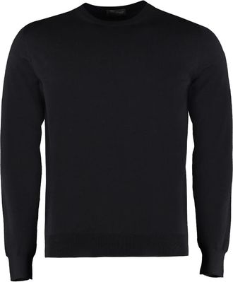 Drumohr Merino Wol Crew-Neck Pullover - Heren - Ronde hals truien - Blauw - S - Wol - Truien & Vesten