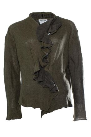 Dries Van Noten Dries van Noten, green ruffled cardigan