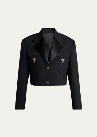 Versace Cropped Informal Wool Jacket