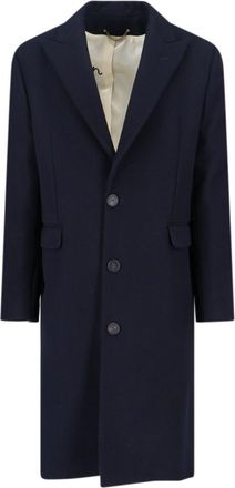 Golden Goose Navy Wool Blend Coat With Star Logo