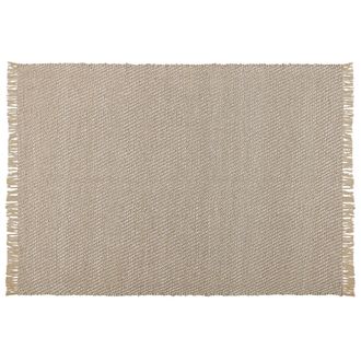 Beliani Beliani - Alfombra De Pasillo Beige Algod&oacute;n Yute Con Flecos 140 X 200 Cm Tejida A Mano Boho Pasillo Dormitorio Aladag