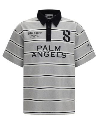 Palm Angels Horizontal Stripe Polo Shirt with Button Placket