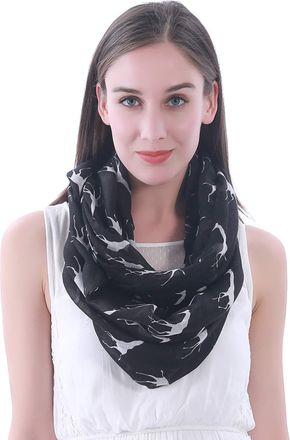 Lina & Lily Giraffe Animal Print Womens Infinity Scarf Snood Lightweight (Black & White)