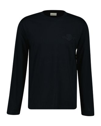 GANT Longsleeve GANT TONAL SHIELD, Herren, Gr. 3XL, schwarz, Jersey, Obermaterial: 100% Baumwolle, regular fit, Rundhals, Shirts Longsleeve, basic, Rundhal