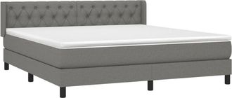 vidaXL Vidaxl - Cama Box Spring Con Colch&oacute;n Tela Gris Oscuro 160x200 Cm