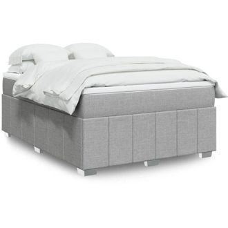 vidaXL Vidaxl - Cama Box Spring Con Colch&oacute;n Tela Gris Claro 140x200 Cm