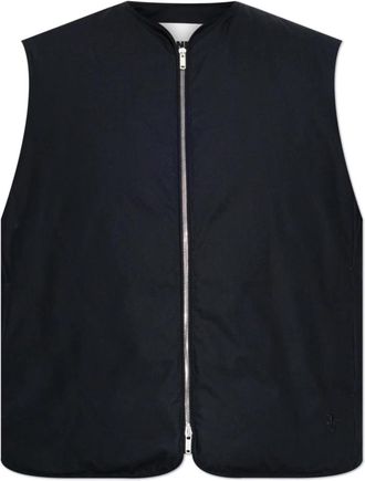 Jil Sander Donsvest - Heren - Bodywarmers - Blauw - L - Katoen - Jassen