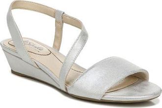 Life Stride Yasmine Wedge Sandal in Silver at Nordstrom, Size 6.5