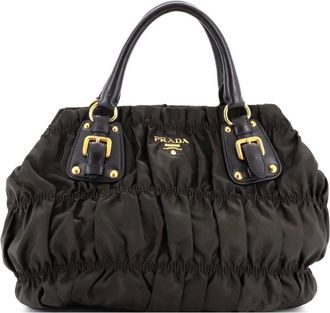 Prada Gaufre verstelbare leren en Tessuto grote shopper - Groen