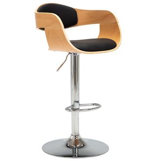 vidaXL Vidaxl - Taburete De Cocina De Madera Curvada Y Cuero Sint&eacute;tico Negro