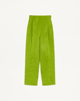 Valentino Jacquard Trousers In Medium Plus De Pois Polka Dot Silk-Linen Wo