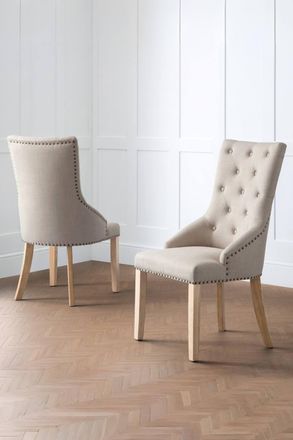 Julian Bowen Loire Buttoned Back Upholstered Dining Chair (Set of 2) in Light Beige