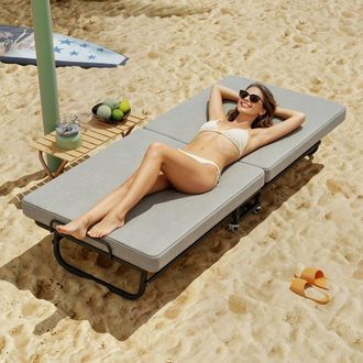 Matteo Portable Folding Single Guest Bed - Memory Foam Mattress, Grey