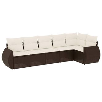 vidaXL Vidaxl - Set Divano Da Giardino 6 Pz Con Cuscini Marrone In Polyrattan