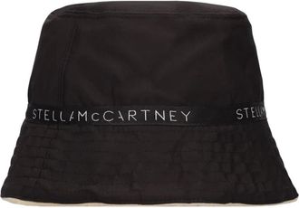 Stella McCartney Bucket Hat met geborduurd logo - Dames - Hoeden - Zwart - 56 CM - Polyester - Accessoires