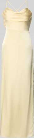 Laona Abendkleid aus Satin mit R&uuml;ckenausschnitt in Hellgelb, Gr&ouml;&szlig;e 40