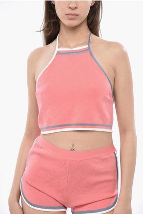 Fendi Jacquard Knit Halter Top with Open Back size 40