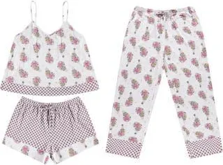 Vera Bradley 3-Piece Cami, Pants & Shorts Pajama Set in Ivory at Nordstrom Rack, Size X-Large