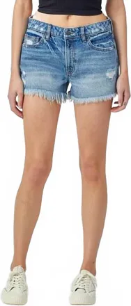Hidden Jeans Kenzie Mid Basic Frayed Jean Shorts In Classic Light Wash