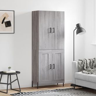 vidaXL Vidaxl - Aparador Alto Madera Contrachapada Gris Sonoma 69,5x34x180 Cm