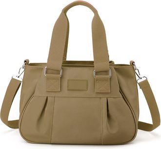 Generic Nylon Tote Bag for Women, Roomy Multiple Pockets Crossbody Bags Casual Ladies Handbag for Daily, Work, College & Travel (khaki)