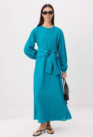 Trendyol Modest Dames Blauw Effen Maxi Lang Casual Recht Modest Jurken