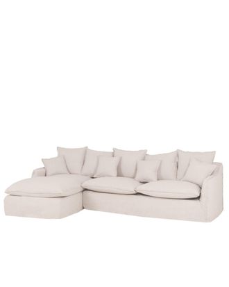 Deco Wood Sof&aacute; con chaise longue izquierdo desenfundable blanco 3 plazas