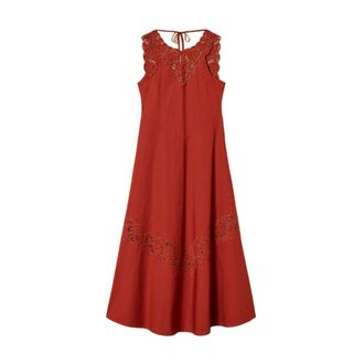 Twinset Maxi Jurken - Dames - Casual kleedjes - Bruin - S - Kleedjes