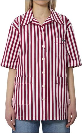 Dolce & Gabbana Gestreepte Katoenen Popeline Blouse - Dames - Overhemden - Veelkleurig - M - Katoen - Overhemden