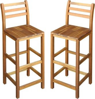 vidaXL Bar Chairs 2 pcs Solid Acacia Wood, 44130