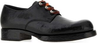 Prada Mens Black Leather Lace-Up Shoes Nero Mocassini Loafers