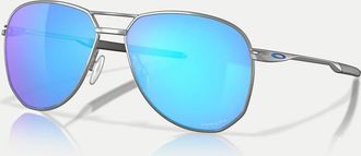 Oakley Contrail - Occhiali da sole ovali argento satinato cromato con lenti a specchio blu