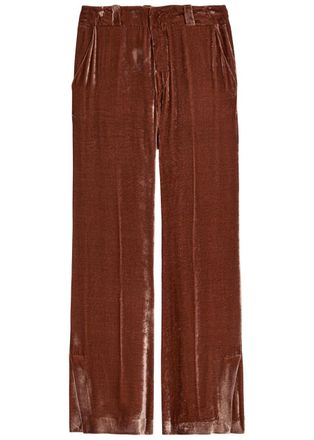 La DoubleJ LA Double J Good Butt Flared-leg Velvet Trousers - Brown - 38 (UK6 / XS)
